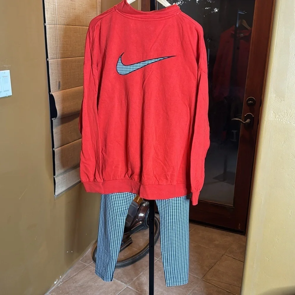 NWOT Nike Sportswear Icon Clash 1/2-Zip Top & Leggings Houndstooth Set XL & L